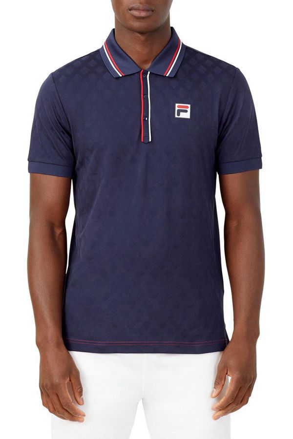 Camisas Polo Fila Hombre Azul Marino - Heritage Jacquard - España 530748GHY